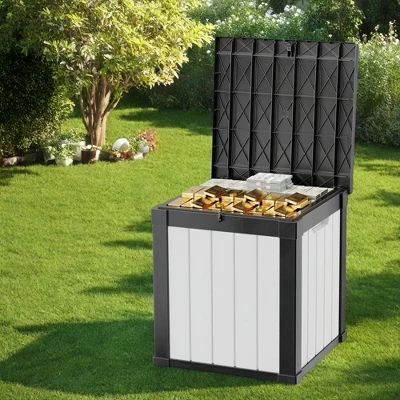 FURNIinspire Deck Boxes 50 Gallon Deck Box, Outdoor And Indoor Storage Container, Waterproof Resin Storage Bin, Black And White, 22“*22”*24“ 7 FURNIinspire Deck Boxes 50 Gallon Deck Box, Outdoor And Indoor Storage Container, Waterproof Resin Storage Bin, Black And White, 22“*22”*24“ - Image 5