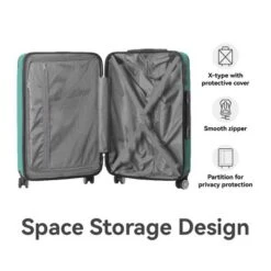 FURNIinspire Bag And Luggage Sets 3 Piece Rolling Luggage, Hard Shell Travel Suitcases Set With Wheels Telescopic Handle, Green, 21.06"*11.42"*30.12" -Outdoor Kitchen & Living GUEST e6c87425 0083 4ecd a61c 30f1dc7a06e7