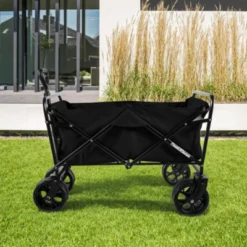 FURNIinspire Outdoor Serving Carts 220Lbs Collapsible Folding Beach Wagon Cart Wagons Carts Heavy Duty Foldable, Black, 35.43"*23.47"*40.16" -Outdoor Kitchen & Living GUEST e71e1ad8 450b 4d17 a1fe 73b892b1056d