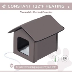 FURNIinspire Pet Crates And Houses Warm Triangular Top Cat Bed With Fleece Cloth Cover, Comfy Cat House House, Zipper Design, Brown, 16.5"*20.5"*16.5" -Outdoor Kitchen & Living GUEST e738ba8b 7018 411a 9026 7230628d4c7d