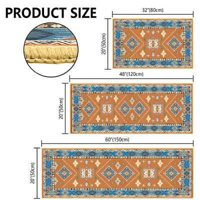 FURNIinspire Floor Mats Home 3 Piece Kitchen Rug Machine Washable Floor Mat For Living Room, Vintage Carpet, Non Slip, Red, 60"*20" 4 FURNIinspire Floor Mats Home 3 Piece Kitchen Rug Machine Washable Floor Mat For Living Room, Vintage Carpet, Non Slip, Red, 60"*20" - Image 2