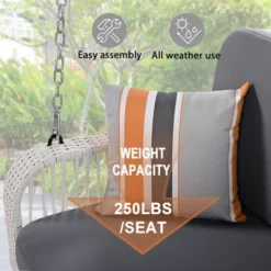 FURNIinspire Patio Swings Wicker Porch Swing, Hanging Bench With Chains, Patio Swing For Backyard Garden Poolside, White And Gray, 49"*20"*22" -Outdoor Kitchen & Living GUEST e8a54f57 6dce 408e 8421 ef2f4a3a0f83