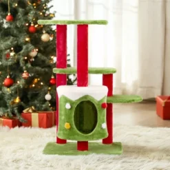 FURNIinspire Pet Tower 32in Christmas Themed Cat Tower Cat Tree, 3 Level Plush Cat Condo, Indoor Cat Activity Center, Multicolored, 27.5"*23.5"*32.5" -Outdoor Kitchen & Living GUEST e9471605 c169 478b be15 78be53b1c8d5
