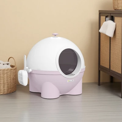 FURNIinspire Pet Training Pads And Potties Large Kitty Litter Pan, Corner Litter Box, Cat Litter Box With Lid, Scoop, Pink, 20.75"*20"*19" 7 FURNIinspire Pet Training Pads And Potties Large Kitty Litter Pan, Corner Litter Box, Cat Litter Box With Lid, Scoop, Pink, 20.75"*20"*19" - Image 5