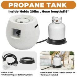 FURNIinspire Outdoor Fireplaces Pear-Shaped Backyard Terrazzo Gas Stove Portable Fire Pit For Camping, Patio, White, 21.25"*21.25"*20.07" 10 FURNIinspire Outdoor Fireplaces Pear-Shaped Backyard Terrazzo Gas Stove Portable Fire Pit For Camping, Patio, White, 21.25"*21.25"*20.07" -Outdoor Kitchen & Living GUEST eb0bced6 a104 4f2c 8f64 106bfeeee749