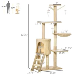 FURNIinspire Pet Tower Interactive Cat Condo Tower Activity Tree House, Pet Tower, Cat Tree Cat Playhouse, Cat Climbers, Beige, 19.78"*13.75"*52.75" -Outdoor Kitchen & Living GUEST ebaec9a3 e6e7 4fe7 9604 f93bfe38112e