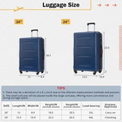 FURNIinspire Bag And Luggage Sets Luggage Set Travel Suitcase With Bags Spinner Wheels Abs Lightweight Suitcase, Blue, 16"*10"*24" -Outdoor Kitchen & Living GUEST ecee9a3b c6cc 4a07 af3b 5314ade33c2d