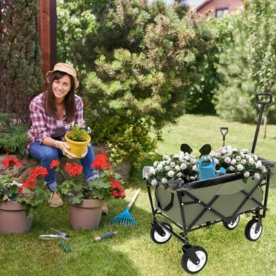 FURNIinspire Outdoor Serving Carts Foldable Wagon Cart Beach Wagon Utility Wagon Grocery Cart 3pcs Plastic Liner Cover, Green, 25.98"*17.32"*37.4" 3 FURNIinspire Outdoor Serving Carts Foldable Wagon Cart Beach Wagon Utility Wagon Grocery Cart 3pcs Plastic Liner Cover, Green, 25.98"*17.32"*37.4"