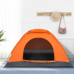 FURNIinspire Camping Tents Single Person Waterproof Dome Camping Dome Tent For Outdoor Hiking, Easy To Carry, Orange, 47.2"*78.7"*39.4" -Outdoor Kitchen & Living GUEST ed512521 6119 4381 9d09 8aeabc126128