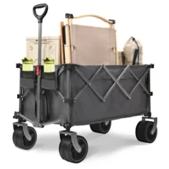 FURNIinspire Outdoor Serving Carts Folding Wagon Cart Beach Wagon 450lb Heavy Duty Foldable Wagon For Camping Sports, Gray, 36.22"*22.05"*39.37" -Outdoor Kitchen & Living GUEST ee5bfc42 7b13 4123 b446 e0695261a583