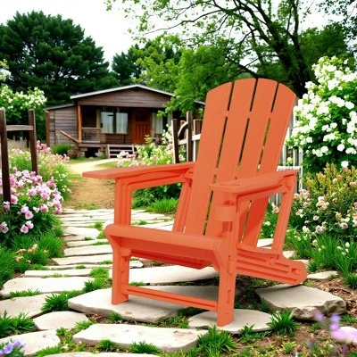 FURNIinspire Patio Accent Chairs Outdoor Folding Chairs Adirondack Chair, Portable Chair With Handles For Beach, Backyard, Orange, 31.4"*29.6"*36.4" 7 FURNIinspire Patio Accent Chairs Outdoor Folding Chairs Adirondack Chair, Portable Chair With Handles For Beach, Backyard, Orange, 31.4"*29.6"*36.4" - Image 5