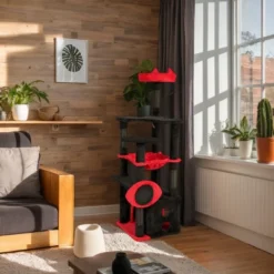 Furniinspire Pet Tower Cat Tree Tower Gothic Cat Climber With Condo, Hammock, Scratching Post ,Halloween Gift, Multicolored, 19.5"*19.5"*52.65" -Outdoor Kitchen & Living GUEST eebccfbd 6ef1 477c 9f10 dc5845003e26