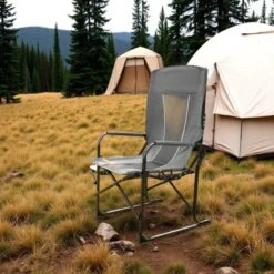 FURNIinspire Outdoor Portable Chairs Camping Chair Directors Chair, Oversized Portable Folding Chair With Side Table, Gray, 27.56"*24.41"*43.31" -Outdoor Kitchen & Living GUEST eebf3bd3 c85b 4c4e 842a 976c0f2ff146