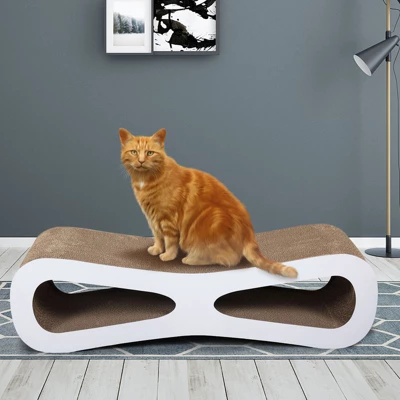FURNIinspire Pet Tower Cat Scratcher Cat Toy Corrugated Cardboard, Modern Cat Furniture, Beige, 29.50"*8.50"*7.50" 6 FURNIinspire Pet Tower Cat Scratcher Cat Toy Corrugated Cardboard, Modern Cat Furniture, Beige, 29.50"*8.50"*7.50" - Image 4