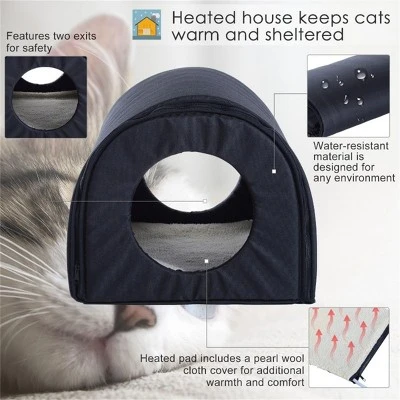 FURNIinspire Pet Crates And Houses Portable Heated Cat Bed Waterproof Pet House, Indoor Comfy Folding Cat House, Blue, 21.25"*15.74"*15" 5 FURNIinspire Pet Crates And Houses Portable Heated Cat Bed Waterproof Pet House, Indoor Comfy Folding Cat House, Blue, 21.25"*15.74"*15" - Image 3