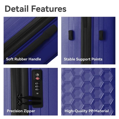 FURNIinspire Bag And Luggage Sets 3 Piece Travel Luggage With Rolling Wheels, Lightweight Hard Shell Suitcase Set, Blue, 20.08"*11.81"*30.12" 3 FURNIinspire Bag And Luggage Sets 3 Piece Travel Luggage With Rolling Wheels, Lightweight Hard Shell Suitcase Set, Blue, 20.08"*11.81"*30.12"