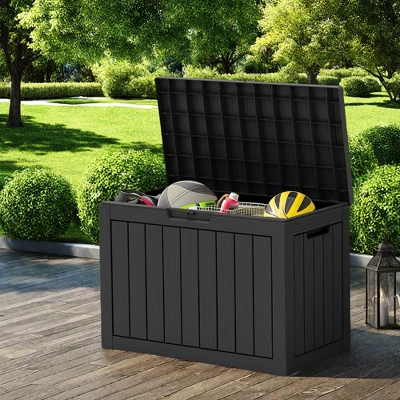 FURNIinspire Deck Boxes 45 Gallon Deck Box, Waterproof Storage Bin For Outdoor And Indoor, Storage Deck Box, All Weather Use, Black, 17“*31”*22“ 3 FURNIinspire Deck Boxes 45 Gallon Deck Box, Waterproof Storage Bin For Outdoor And Indoor, Storage Deck Box, All Weather Use, Black, 17“*31”*22“