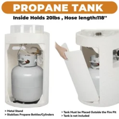 FURNIinspire Outdoor Fireplaces Backyard Cylindrical Terrazzo Gas Stove Patio Fire Pit Camping Accessories Outdoor Heater, White, 16.1"*16.1"*25.8" -Outdoor Kitchen & Living GUEST f220e0e0 0f12 4ff1 adc1 114cf4d6baf1