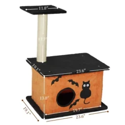 FURNIinspire Pet Tower Halloween Large Cat Tree Cat Climbing Tower With Condo, Cute Kitten Activity Platform Indoor, Orange, 23.6"*19.1"*31.5" -Outdoor Kitchen & Living GUEST f22c265d 4cd6 40ad a848 981560b0701e