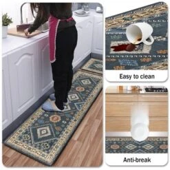 FURNIinspire Floor Mats 2 Piece Farmhouse Kitchen Rug Washable Area Rugs Non Skid Bohemian Mat For Hallway Entryway, Blue, 60"*20" 8 FURNIinspire Floor Mats 2 Piece Farmhouse Kitchen Rug Washable Area Rugs Non Skid Bohemian Mat For Hallway Entryway, Blue, 60"*20" -Outdoor Kitchen & Living GUEST f258fdfa 414f 4a49 9448 e5a089c4c5b7