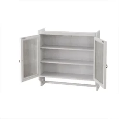 FURNIinspire Kitchen And Dining Cabinets Vintage Glass Door Wood Wall Cabinet, Dining Room Pantry Cabinet With Towel Rack, White, 7.08"*24.8"*23.62" -Outdoor Kitchen & Living GUEST f375fb6e 8372 41eb 88c5 28ad4333f0ee