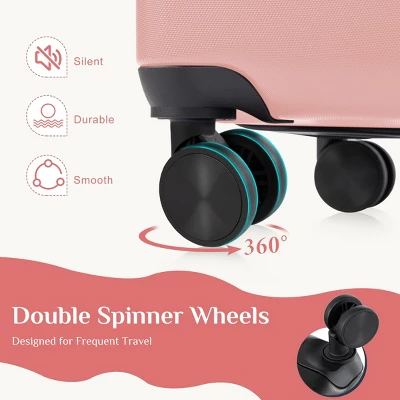 FURNIinspire Bag And Luggage Sets 20/24/28 Inch 3PCS Hard Shell Roller Suitcase Set Expandable Travel Luggage With Spinner Wheels, Pink 3 FURNIinspire Bag And Luggage Sets 20/24/28 Inch 3PCS Hard Shell Roller Suitcase Set Expandable Travel Luggage With Spinner Wheels, Pink