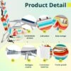 FURNIinspire Outdoor Portable Chair Lightweight With Adjustable Back And Storage Pockets For Outdoor Fun, Rainbow Stripes, 24.8"*25.6"*32.28" -Outdoor Kitchen & Living GUEST f625bfa2 ee18 49bc 8588 695a1f9413f9