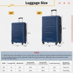 FURNIinspire Bag And Luggage Sets 2 Piece Luggage Set With Bags Spinner Wheels Abs Lightweight Suitcase With TSA Lock, Blue, 18"*12"*28" 9 FURNIinspire Bag And Luggage Sets 2 Piece Luggage Set With Bags Spinner Wheels Abs Lightweight Suitcase With TSA Lock, Blue, 18"*12"*28" -Outdoor Kitchen & Living GUEST f7939a67 e717 40fa 9ab6 e18d293a3e1a