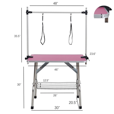 FURNIinspire Pet Grooming Tools Foldable Pet Grooming Table For Pet Large Dogs And Cats With Adjustable, Bathing Station, Pink, 48"*23.6"*65.5" 4 FURNIinspire Pet Grooming Tools Foldable Pet Grooming Table For Pet Large Dogs And Cats With Adjustable, Bathing Station, Pink, 48"*23.6"*65.5" - Image 3