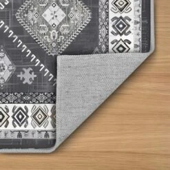 FURNIinspire Floor Mats 3 Piece Farmhouse Kitchen Rug Washable Area Rugs Non Skid Bohemian Mat For Hallway Entryway, Grey, 60"*20" -Outdoor Kitchen & Living GUEST fa3babb8 e69c 4853 a036 a1c6e0fedd07