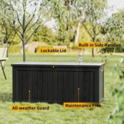 FURNIinspire Deck Boxes, Outdoor Storage Box With Waterproof Function For Gardening Tools, Pool Supplies, Patio Furniture, Black, 57.87"*32.24"*33.66" 10 FURNIinspire Deck Boxes, Outdoor Storage Box With Waterproof Function For Gardening Tools, Pool Supplies, Patio Furniture, Black, 57.87"*32.24"*33.66" -Outdoor Kitchen & Living GUEST fa52c9c6 e2b4 4803 951f ea14f7d25376