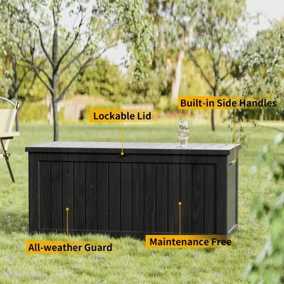 FURNIinspire Deck Boxes, Outdoor Storage Box With Waterproof Function For Gardening Tools, Pool Supplies, Patio Furniture, Black, 57.87"*32.24"*33.66" 6 FURNIinspire Deck Boxes, Outdoor Storage Box With Waterproof Function For Gardening Tools, Pool Supplies, Patio Furniture, Black, 57.87"*32.24"*33.66" - Image 4