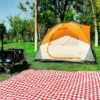 FURNIinspire Camping Tents Family Camping Tent, Outdoor Double Layers Waterproof Tent With Rainproof Top And Mesh Windows, Orange, 78.7"*78.7"*53.1" -Outdoor Kitchen & Living GUEST fb73faa6 4963 43ae 9524 069a032fe669