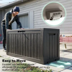 FURNIinspire Deck Boxes 75 Gallon Waterproof Resin Deck Box, Outdoor And Indoor Storage Container Storage Bin, All Weather Use, Black, 18“*46”*23“ -Outdoor Kitchen & Living GUEST fc352f1b b9d2 4994 bb13 9a34412ed933