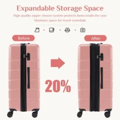 FURNIinspire Bag And Luggage Sets 20/24/28 Inch 3PCS Hard Shell Roller Suitcase Set Expandable Travel Luggage With Spinner Wheels, Pink 10 FURNIinspire Bag And Luggage Sets 20/24/28 Inch 3PCS Hard Shell Roller Suitcase Set Expandable Travel Luggage With Spinner Wheels, Pink -Outdoor Kitchen & Living GUEST fdee6f7d 5788 4114 ae0b c9508620e843