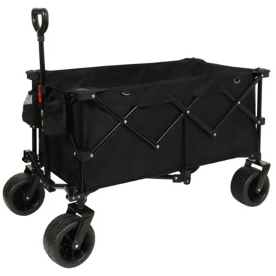 FURNIinspire Outdoor Serving Carts Heavy Duty Foldable Utility Wagon Terrain Quiet Wheels For Camping Gardening Picnic, Black, 38.58"*24.02"*39.17" 7 FURNIinspire Outdoor Serving Carts Heavy Duty Foldable Utility Wagon Terrain Quiet Wheels For Camping Gardening Picnic, Black, 38.58"*24.02"*39.17" - Image 5