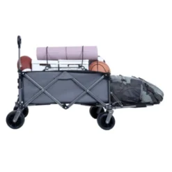 FURNIinspire Outdoor Serving Carts Collapsible Folding Wagon 300L Collapsible Wagon With Tailgate All-Terrain Wheels, Gray, 49.02"*22.05"*35.04" -Outdoor Kitchen & Living GUEST fe568322 74f6 4e13 a8d8 dcdfaccb0783