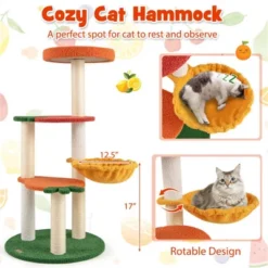 FURNIinspire Pet Tower Cute Cat Tree Fruit Style Cat Tower, Cat Climbing Tower, Indoor Pet Activity Center, Multicolored, 19"*19"*39" -Outdoor Kitchen & Living GUEST fe9386cc f621 4dec ae3d 512ffb3900dc