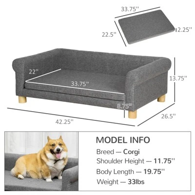 FURNIinspire Dog Couch Bed,Pet Sofa With Removable Seat Cushion,for Medium To Large Dogs Or Cats,42.25"*26.5"*13.75" 3 FURNIinspire Dog Couch Bed,Pet Sofa With Removable Seat Cushion,for Medium To Large Dogs Or Cats,42.25"*26.5"*13.75"