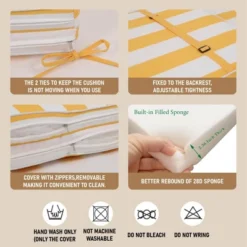 FURNIinspire Outdoor Seat Cushions 2pcs Outdoor Cushion Set Replacement, Yellow And White Stripes Seat Cushion, Multicolored, 74.4"*22.05"*2.8" -Outdoor Kitchen & Living GUEST ff75cade 6fbc 45f7 8903 6eb6bb734408