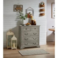 FURNIinspire Dressers 5 Drawers Dresser With Natural Texture, Storage Dressers Organizer For Bedroom, Living Room, Nursery, Gray, 31.5"*15.55"*35.43" -Outdoor Kitchen & Living GUEST ff88920f fb19 4fdd acdd 6785b4e145d9