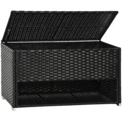 FURNIinspire Utility Storage Cabinet Outdoor Deck Box Shoe Storage PE Rattan Wicker Towel Rack With Furniture Cushions, Black, 39.80"*5.90"*25.00" -Outdoor Kitchen & Living GUEST ffb985e3 06fc 4619 8776 b36109ccb429